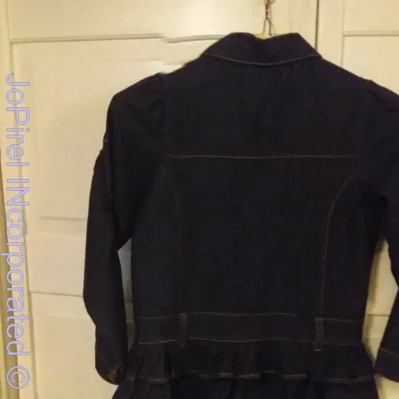Hello Kitty Sequin Faced Blue Denim Kids Dress sz 6